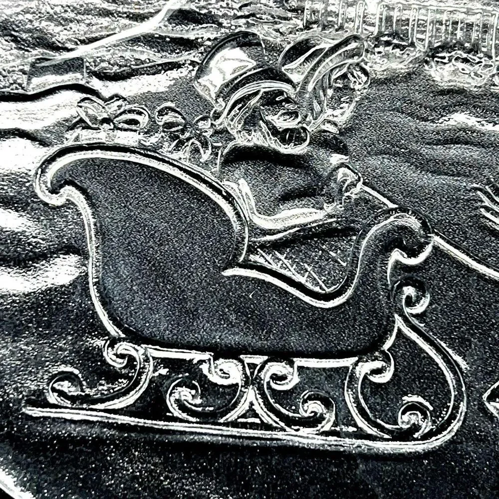 Libbey Christmas Holiday Etched Serving Platter  12 Snow Sleigh Ride Vintage